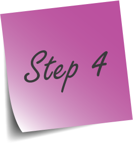 Pink Post-It with Step 4 written on it