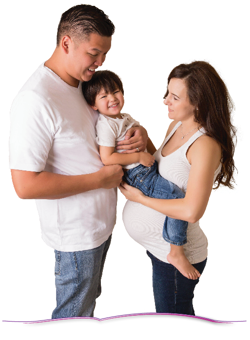 Young Couple, asian man and caucasian woman holding their little toddler boy.